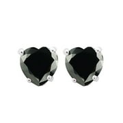 PJ JEWELRY 10k White Gold 1/2 Carat Heart Created Black Sapphire Stud Earrings