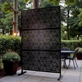 thumbnail image 2 of Tcbosik 76"H x 48"W Metal Outdoor Privacy Screen Freestanding, Outside Screen Decorative Fence for Patio, Lawn, Deck, Backyard, Black, 2 of 8