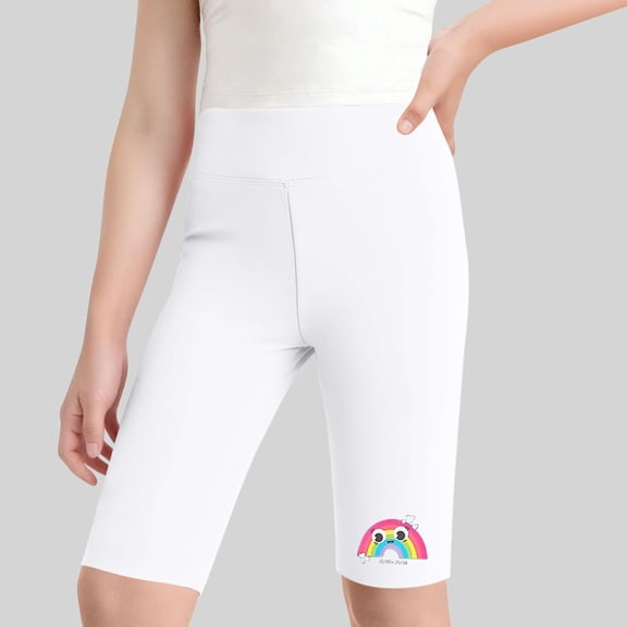 Toddlers Girls Bike Shorts Cotton & Spandex — Biker Shorts for Under Dresses, Cartwheel & Dance White 5-6 Years