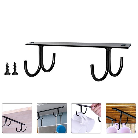 Raindrops 1 Set Mug Hook Under Cabinet Coffee Cup Holder Easy Installation Iron .8x3.1x2.2in