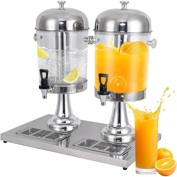 YOTREE 4.5 Gallon Commercial Hot Cold Beverage Dispenser with Stand, Ice Container & Stainless Steel Drip Tray for Parties