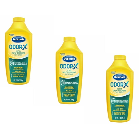 Dr. Scholl's Odor-x Sweat Absorbing Foot Powder, 7 Ounce - Pack of 3