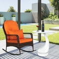 thumbnail image 3 of Ktaxon Outdoor Wicker Rocking Chair for Patio, Porch Weather-Resistant , Brown Wicker with Cushions - Orange, 3 of 11
