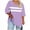 Purple, variant on RongHuan 3/4 Sleeve T-Shirts for Women Plus Size Striped Tops Loose Fit Crew Neck Tshirt Oversize Color Block Shirt