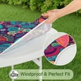 thumbnail image 5 of Boho Floral Print Vinyl Tablecloth with Elastic, 44Inch Fits 38 to 42 Inch Round Tables, Liquid Resistant for Patio and Kitchen Use, 5 of 7