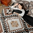thumbnail image 4 of jejeloiu Vintage Aztec Rhombus 7 Pieces Bedding Comforter Set,Brown Bohemian Triangle Full Bedding Set,Boho Tribal Geometric Fitted Sheet Flat Sheet For Kids,Luxury Bedroom Decor Reversible, 4 of 8