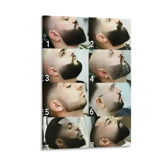 Barber Shop Salon Male Beard Style Guide Hairstyle Chart Wall Art Posters For Room Aesthetic Poster For Bedroom Living Room Bathroom Kitchen Office Decor