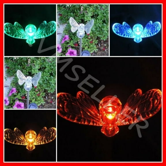 4 Pack Solar Powered Bumble Bee Garden Yard Stake Pathway Lawn Light LED
