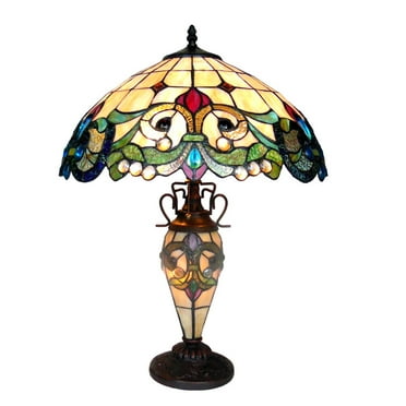 CHLOE Lighting LESLIE Tiffany-style Victorian 3 Light Double Lit Table ...