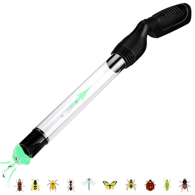 Bug Vacuum Catcher for Adults and Kids with Long Nozzle, Battery Powered Sucker Tool for Spider Cockroach Stink Bug, Humane Insect Vacuum Catcher with LED