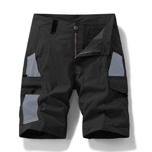 Yaoyar Men's Hiking Cargo Shorts Solid Color Breathable Elastic Waistband Drawstring Multi-Pocket 5 Inch Bottoms