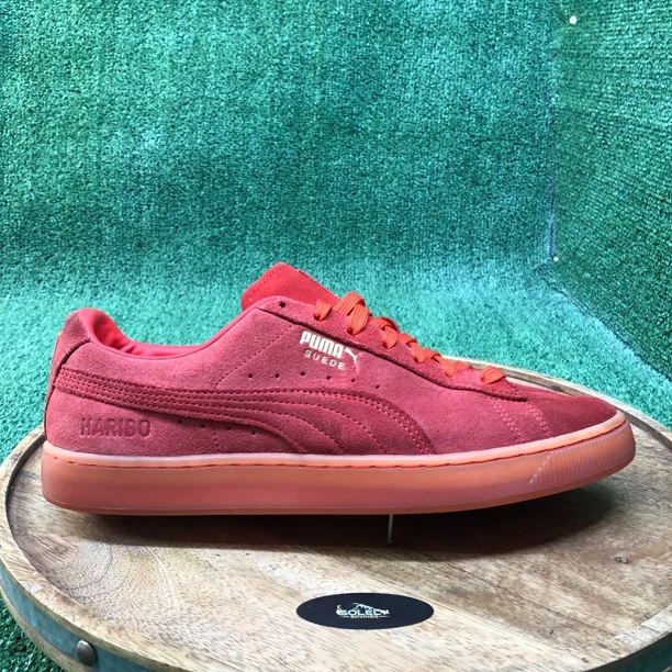 PU & MA Men's Suede Haribo FL Red Suede Gummy Bear Shoes Size 10.5 US 382563 01