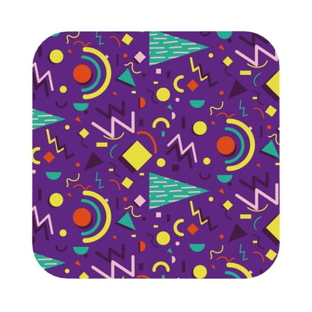 

Coaee Retro 80s Style Print Leather Coasters Set of 6 Non-Slip Washable Cup Coasters for Home Office Bar Square