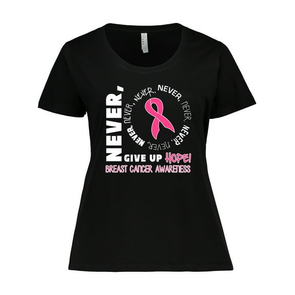 Inktastic Never Give Up Hope Breast Cancer Awareness Women's Plus Size T-Shirt