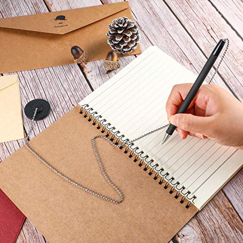 Red Ink 10 Pieces Secure Pen with Adhesive Pen Chain and Security Pen Holder for Home Office Supplies 