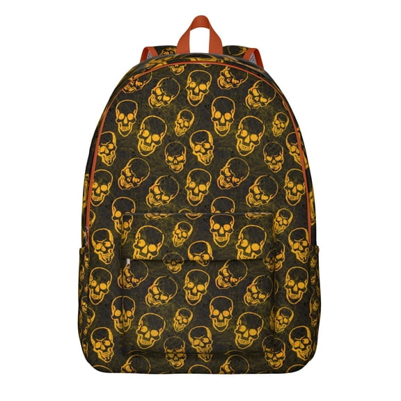 Gothic Dead Day Skull Backpack, Lightweight School Bag with Abstract Floral, Snakes, Wings, Fire, and Moon Print