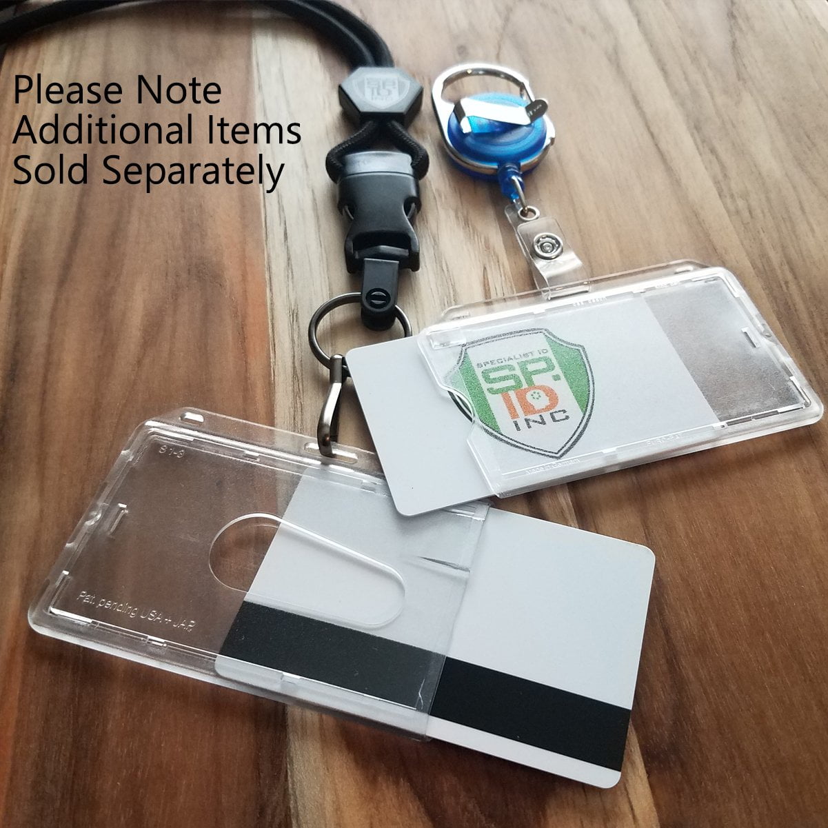 Bulk 50 Pack - Slim Heavy Duty Horizontal ID Badge Holders - Hard Plastic (Holds 1 Card) Clear Polycarbonate - Single CR80 30 Mil - Rigid Case Easy Access with Thumb Notch Dispenser by Specialist ID