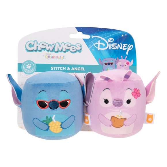 Angel + Stitch Chew Mees par Original Squishmallows Disney Jouet pour Animaux de Compagnie Lot de 2