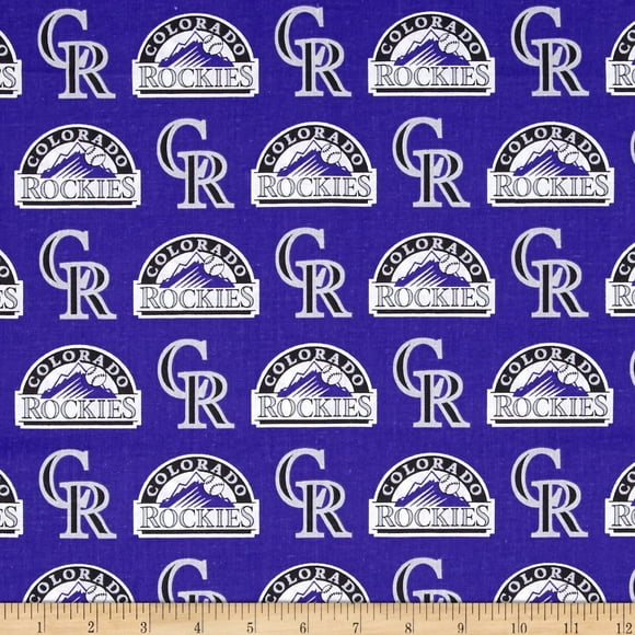 MLB Cotton Broadcloth Colorado Rockies Purple/Black, Fabric by the Yard