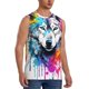 thumbnail image 2 of Fotbe Cool Colorful Wolf Men's Camiseta sin Mangas Estampada para Hombres, Playera Casual para Gimnasio, Entrenamiento, Playa-Large, 2 of 7