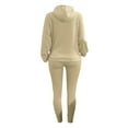 thumbnail image 6 of Casual Drawstring Pantsuits Two-piece Set, Pocket Hoodies Tops & Loose Long Sweatpants Set, Women's Clothing, 6 of 7