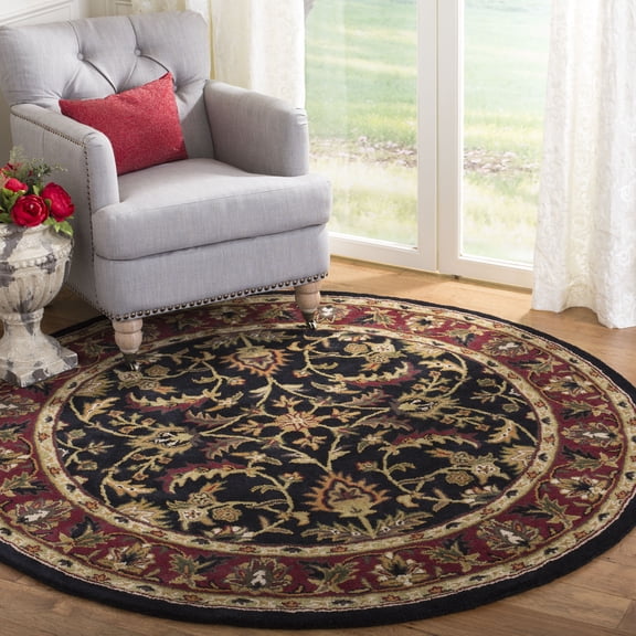 Safavieh Heritage Hepburn Oriental Wool Area Rug, Black/Red, 6' x 6' Round