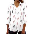 thumbnail image 2 of Viluyesy Women's 3/4 Sleeves T-Shirt Lapel Collar Shirt Tops Comfortable Fashionable Relaxed Lapel Collar Petal Loose Blouse White Size M, 2 of 7