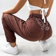 thumbnail image 4 of Gibobby tallas grandes en pantalones para mujer, informales, de pierna ancha, sueltos, de cintura alta, estampados (Khaki, S), 4 of 5