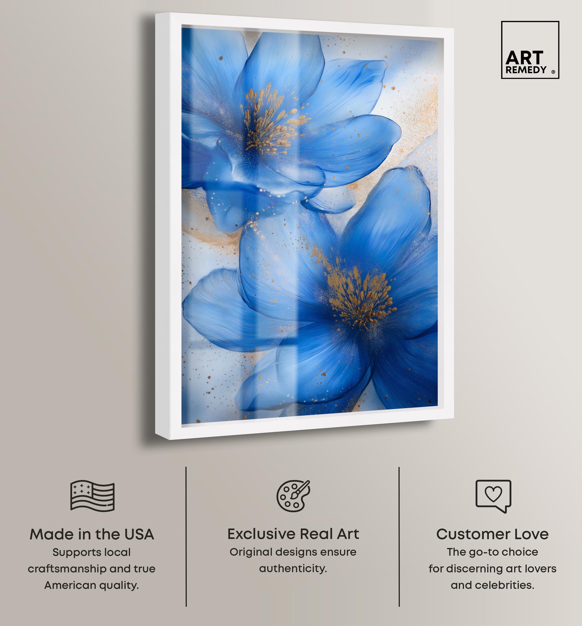 Twilight Teal Tint II Shadowbox Print Flower Wall Art by Art