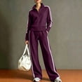 thumbnail image 2 of 2 Piece Sets for Womens Half Zip Sweatshirts Striped Pullover Wide Leg Sweatpants Drawstring Waist Tracksuit Tracksuit Lounge Outfits Set, 2 of 3