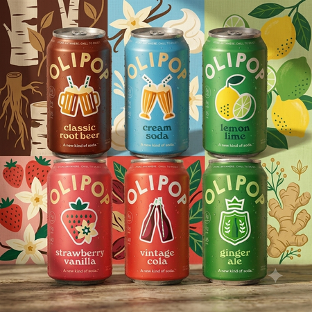 OLIPOP Prebiotic Soda Variety Pack, Assorted Flavors, 12 fl oz Cans, 6-Pack