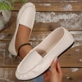 thumbnail image 5 of Dweltoz Women's Leather Penny Loafers Business Casual Comfort Boat Shoes Lightweight Slip on Classic Flat Shoes,Beige 41, 5 of 9