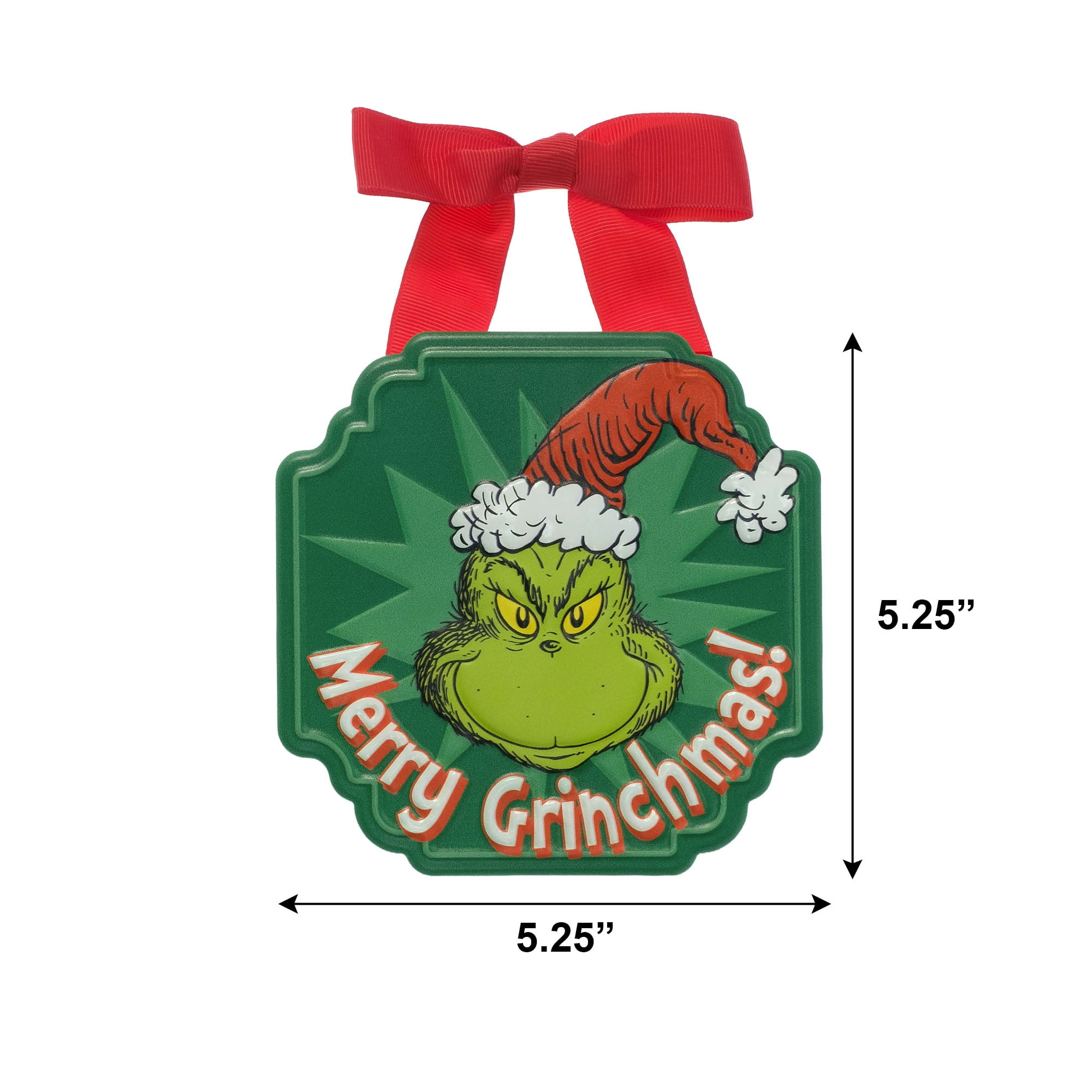 Grinch Mini Metal Hanging Sign 5-6 Inch - Merry Grinchmas