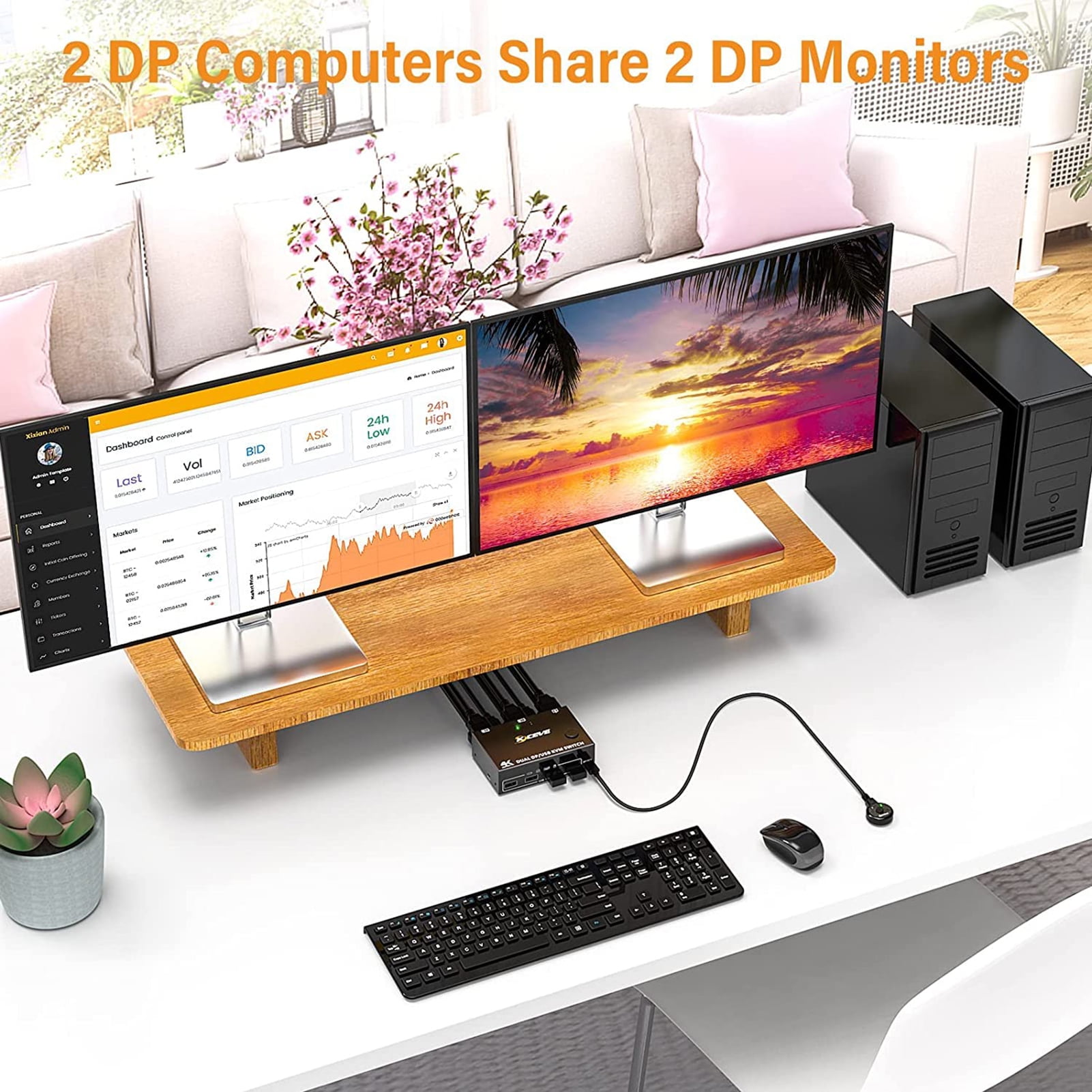 KVM Switch,2 Computers 2 2 - Dual 2 Monitors 2 Compliant Dp/usb - Switch 2 Walmart Use Dp/usb 2 Dual Monitors Dp/usb Use 2 Switch - Dual 2 Monitors And Computers - Walmart Kvm Switch