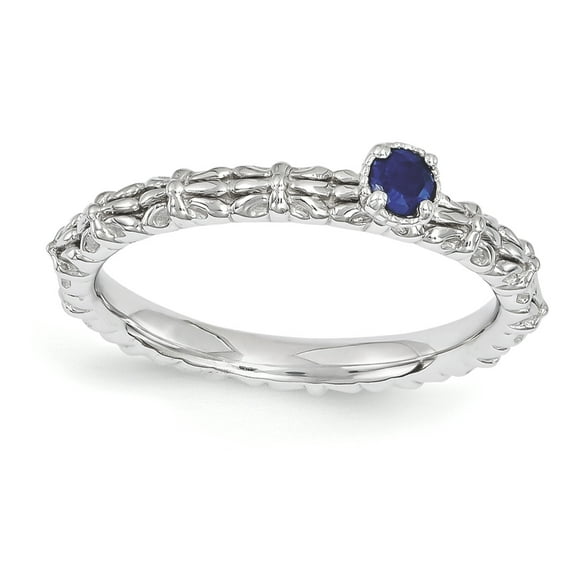 Created Sapphire Sterling Silver Single-Stone Ring