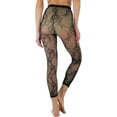 thumbnail image 4 of ToBeInStyle Women's Capri Rose Overgrowth Fishnet Tights - Black, 4 of 4