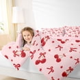 thumbnail image 3 of spefrowx Pink Summer Cherry Twin Bedding for Women, Kawaii Bow Star Bedding Comforter Set, Pink Reversible, 7-Piece, 3 of 6