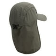 thumbnail image 3 of Walking The Dog Embroidered Men's UV 50+ Drawstring Flap Cap - Olive OSFM, 3 of 5