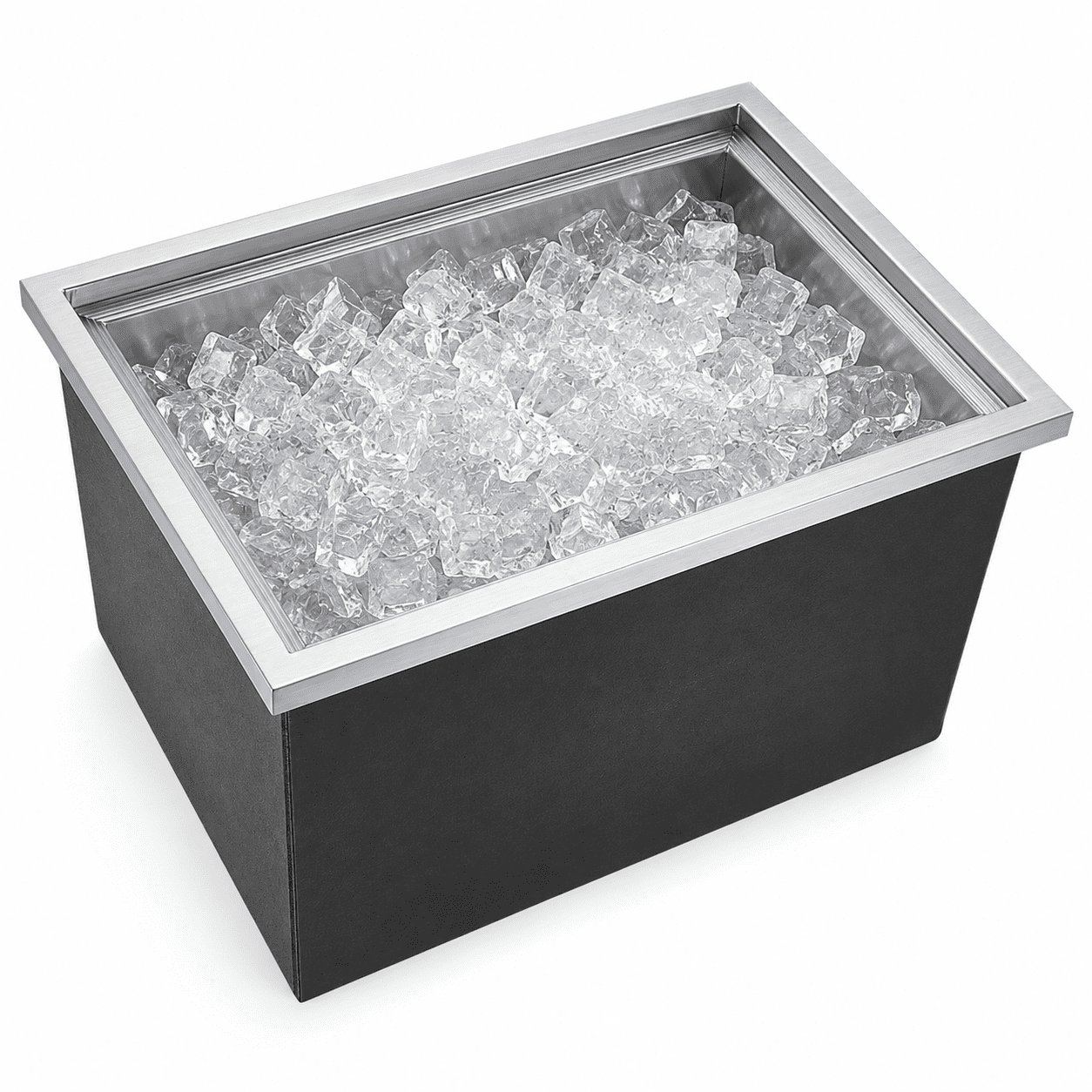 Drop-In Ice Chest, Stainless Steel Ice Storage Box with Lid and Drain Hose, Ice Bin for Chilled Wine, Beer, Beverage (23 x 17 x 12 Inches)