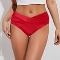 thumbnail image 2 of XEGLSBU Swimsuits for Women Bikini Red Women's Bikini Bottom Front Swimsuit Ruched Bathing Suit Bottoms Red Size S, 2 of 5