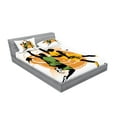 thumbnail image 2 of Ambesonne Cartoon Fitted Sheet & Pillow Sham Set, Basketball Players Art, Queen, Orange Green, 2 of 2