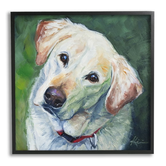 Stupell Industries Labrador Dog Pet Portrait Animals & Insects Painting Black Framed Art Print Wall Art
