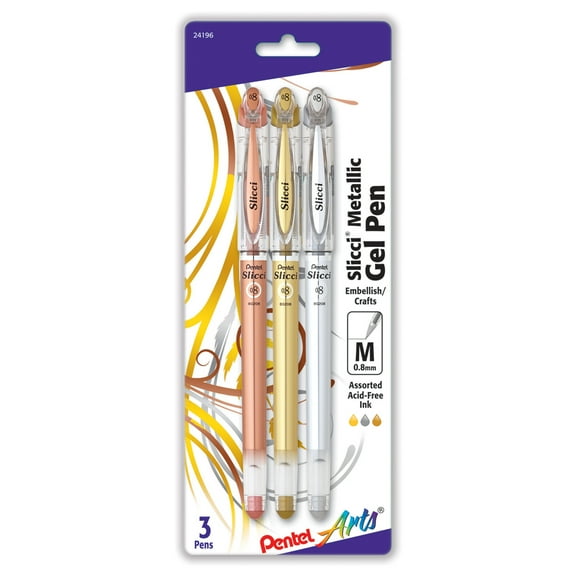 Pentel Slicci Gel Pen Metallic Set, 3-Colors