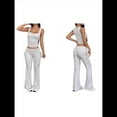 thumbnail image 3 of Conjuntos de 2 Piezas para Mujer, Conjuntos de Estar por Casa, Camisetas Sin Mangas, Pantalones Anchos y Chándales Flores Blancas y Grises M, 3 of 7