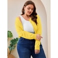thumbnail image 2 of SHOWMALL Women's Plus Size Cropped Cardigan Long Sleeve Button Down Sweater Casual Knit Tops Shrugs, 2 of 8