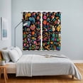 thumbnail image 4 of Colorful Cartoon Kitchen Curtains 63 Inch Length, Funny Flowers Guitar Animals Ethnic Art Grommet Top Bedroom Living Room Curtains, Light Filtering Cafe Curtain Drapes 2 Panels Set 84''x63'', 4 of 9