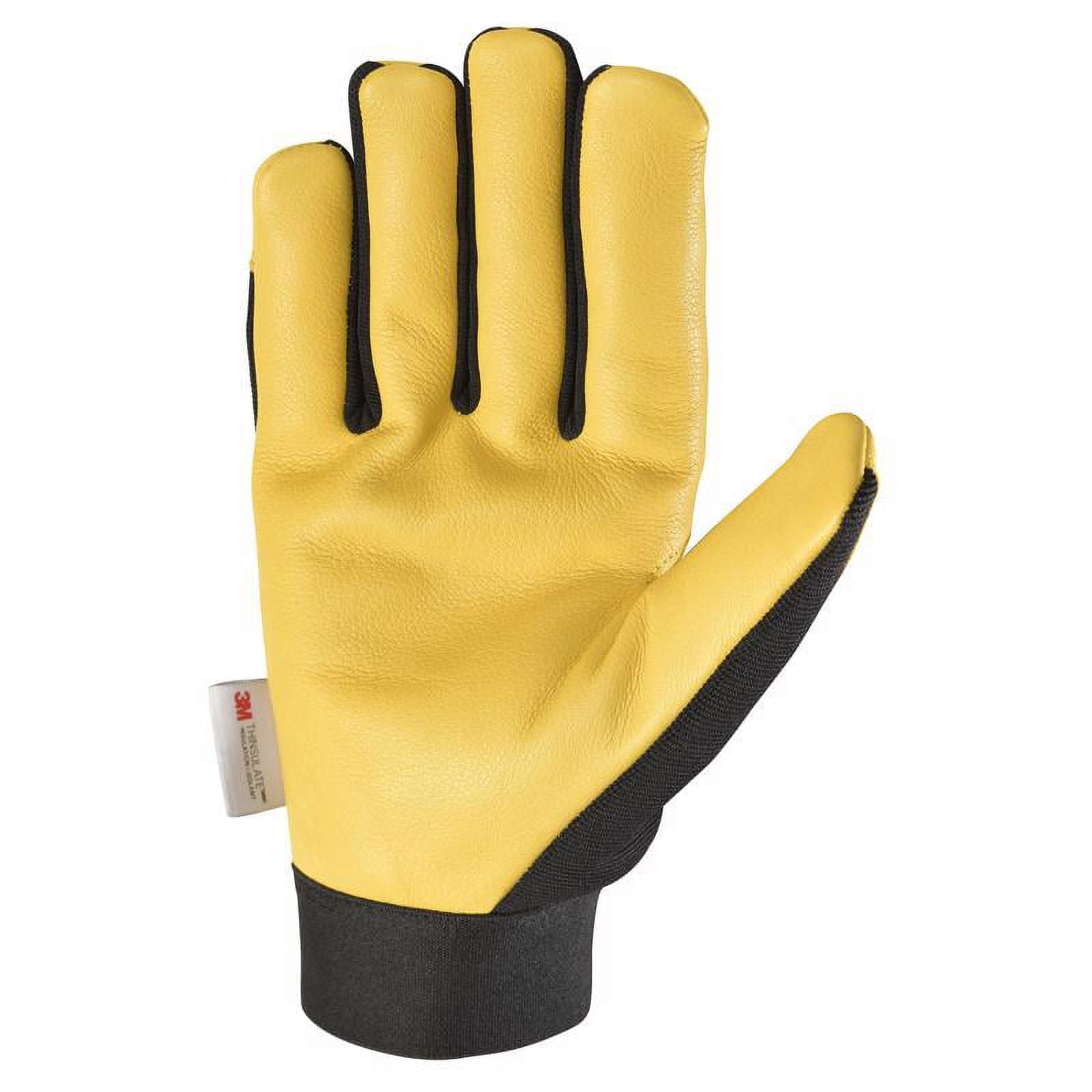 Wells Lamont 3233L Winter Work Gloves Men's Saddletan Grain Black/Yellow L Black/Yellow