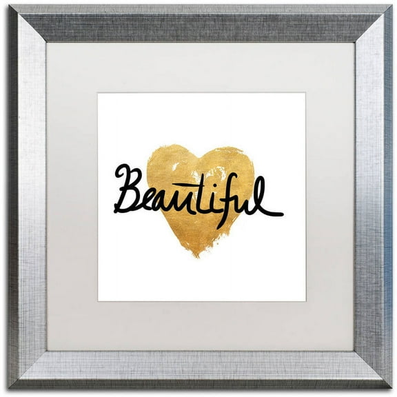 Trademark Fine Art "Beautiful On White" Canvas Art by Lisa Powell Braun, White Matte, Silver Frame