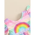 thumbnail image 6 of vera natura Little Girl's Rainbow Dress Casual Cute Dot Print Fly Sleeve Round Neck Dress Multi-color 12-18 Months, 6 of 9