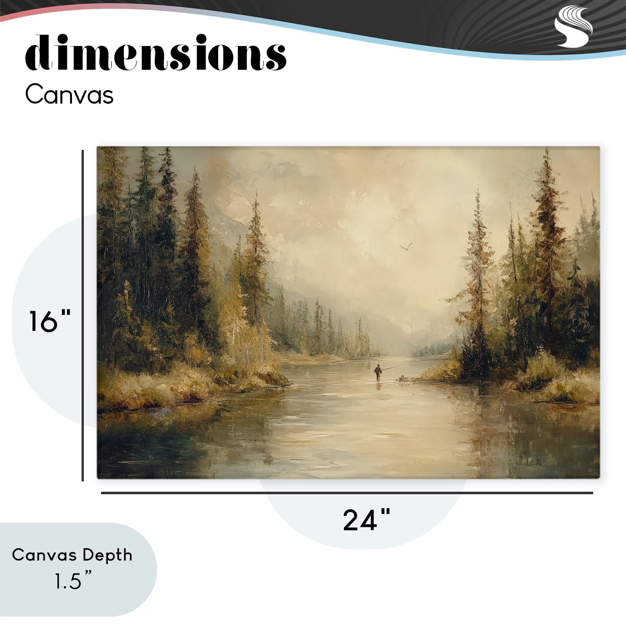 Stupell Industries Fly Fisher at Misty River Canvas Wall Art, design by Petal Prints Design